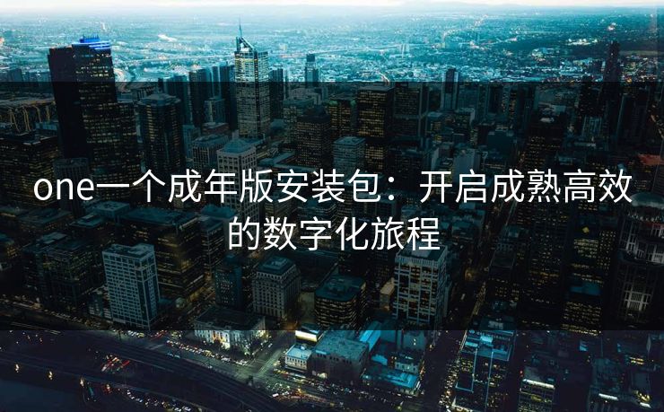 one一个成年版安装包：开启成熟高效的数字化旅程